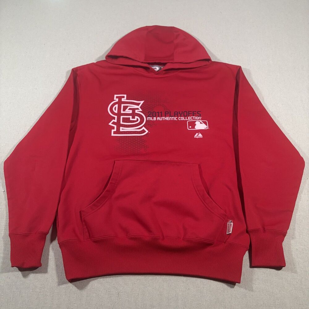 Majestic St Louis Cardinals 2011 Playoffs Therma Base Hoodie Red Mens M A317